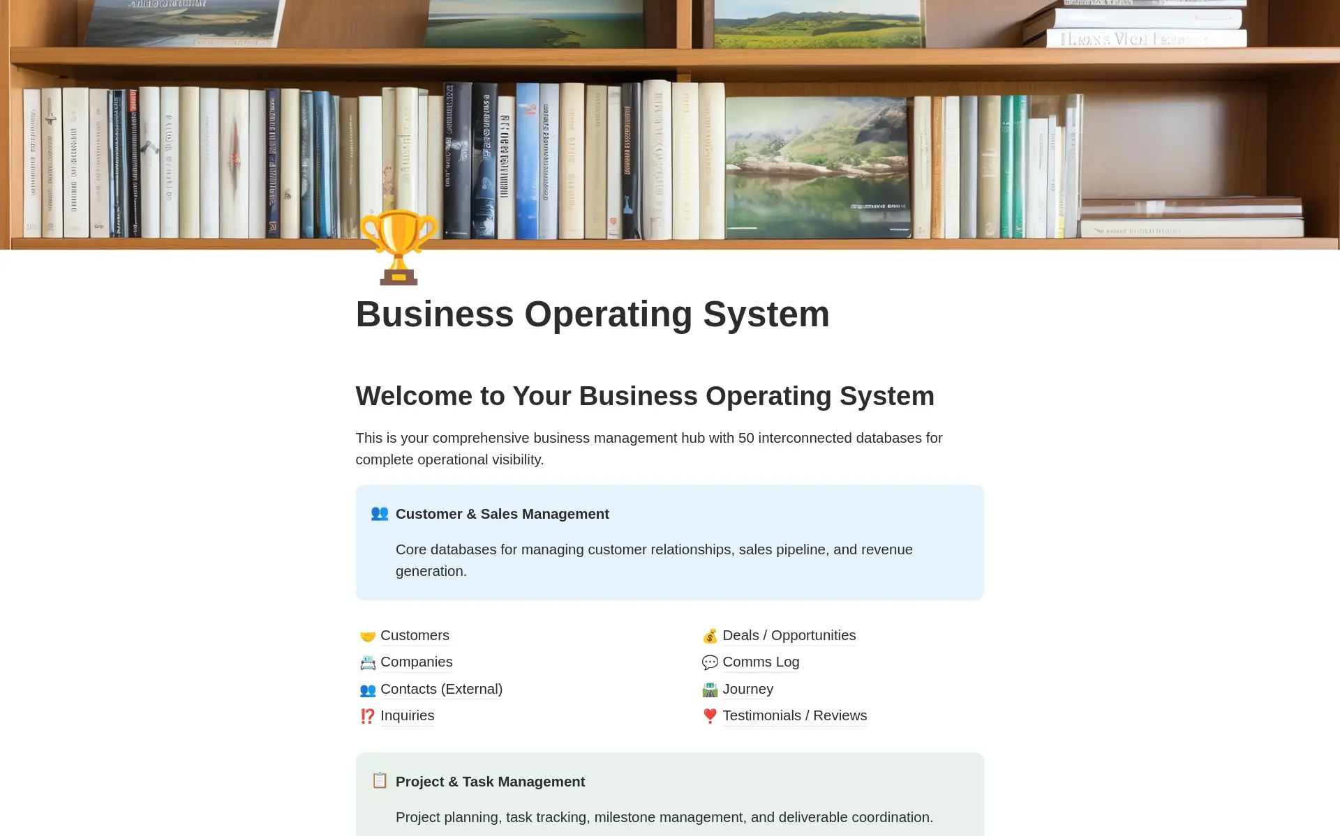 Business Operating System Notion workspace